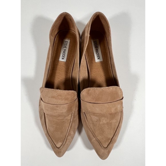 Steve Madden Shoes - STEVE MADDEN Womens Tan Carver Slip On Pointed Toe Leather Loafers Women's 9 M